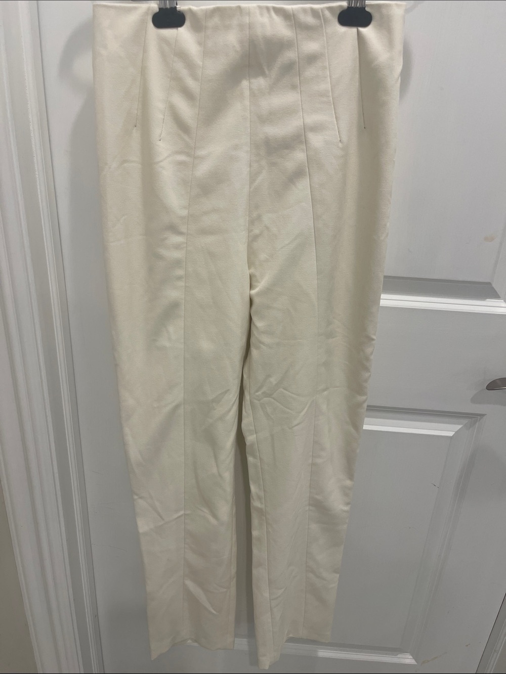 GRLFRND Cream High-Rise Tailored Trousers